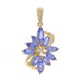 Yellow Gold Tanzanite Diamond Floral Pendant 14k Marquise 1.42ctw