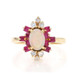 Yellow Gold Australian Opal Diamond Ruby Ring 14k Oval Cabochon 1.25ctw Halo