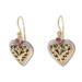 Konstantino Ruby Heart Scrollwork Drop Earrings 925 18k Round .30ctw Pierced