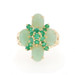 Yellow Gold Emerald Jadeite Cluster Cockail Ring 14k Round 3.72ctw Floral Burst