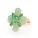 Yellow Gold Emerald Jadeite Cluster Cockail Ring 14k Round 3.72ctw Floral Burst