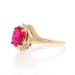 Yellow Gold Lab-Created Ruby Diamond Bypass Ring 10k Oval 4.20ctw