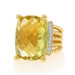 David Yurman Lemon Quartz Diamond Cocktail Ring Yellow Gold 18k Cushion .20ctw