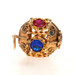 Yellow Gold Lab Created Spinel Ruby Sapphire Vintage Ornate Ball Charm 14k Round