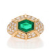 Hammerman Bros Emerald Diamond Vintage Ring Yellow Gold 18k Hexagon 4.15ctw AGL