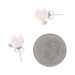White Gold Diamond Cultured Freshwater Pearl Stud Earrings 14k Round Pierced