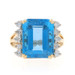 Yellow Gold Blue Topaz Diamond Cocktail Ring 14k 14.50ctw