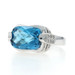 White Gold Blue Topaz Diamond Ring 14k Rectangular checkerboard cushion 10.04ctw