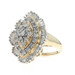 Yellow Gold Diamond Cluster Cocktail Ring 10k Baguette Round 1.50ctw