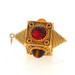 Yellow Gold Tiger's Eye Ruby Sapphire Vintage Pendant 18k Round Cabochon