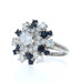 White Gold Diamond Sapphire Vintage Snowflake Cluster Cocktail Ring 18k 2.72ctw