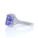 White Gold Tanzanite Diamond Halo Ring - 18k Emerald Cut 3.51ctw