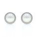 White Gold Freshwater Pearls Diamond Halo Stud Earrings 14k .10ctw Pierced