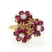 Yellow Gold Ruby Dia Vintage Floral Bouquet Cluster Cocktail Ring 18k 5.85ctw