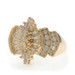Yellow Gold Diamond Cluster Cocktail Ring 14k Round Brilliant & Baguette 1.00ctw