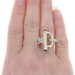 Yellow Gold Sapphire Diamond Ring - 14k Round Cabochon .92ctw Equestrian Stirrup