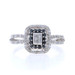 White Gold Black Diamond Cluster Halo Ring 10k Princess & Round .33ctw Treated