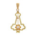 Yellow Gold Diamond Art Deco Floral Solitaire Lavaliere Pendant 10k Single