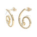 Yellow Gold Diamond Spiral Drop Earrings 14k Round .38ctw Swirl Pierced
