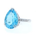White Gold Blue Topaz Diamond Ring - 14k Pear 14.31ctw