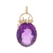 Yellow Gold Amethyst Vintage Solitaire Pendant - 14k Oval 22.60ct