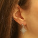 White Gold Diamond Floral Lace Dangle Earrings -14k Rd 1.00ctw Medallion Pierced