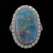 White Gold Black Opal Doublet Diamond Retro Halo Ring - 14k Oval 1.32ctw White Gold Black Opal Doublet Diamond Retro Halo Ring - 14k Oval 1.32ctw