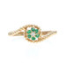 Yellow Gold Diamond Emerald Halo Bypass Ring - 14k Round Brilliant .13ctw Flower Yellow Gold Diamond Emerald Halo Bypass Ring - 14k Round Brilliant .13ctw Flower