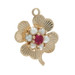 Yellow Gold Lab-Created Ruby Pearl Vintage Clover Charm - 14k Lucky Shamrock Yellow Gold Lab-Created Ruby Pearl Vintage Clover Charm - 14k Lucky Shamrock