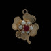 Yellow Gold Lab-Created Ruby Pearl Vintage Clover Charm - 14k Lucky Shamrock Yellow Gold Lab-Created Ruby Pearl Vintage Clover Charm - 14k Lucky Shamrock