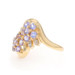 Yellow Gold Tanzanite Diamond Cluster Cocktail Bypass Ring - 14k Round .88ctw Yellow Gold Tanzanite Diamond Cluster Cocktail Bypass Ring - 14k Round .88ctw