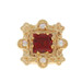 Yellow Gold Garnet Seed Pearls Slide Charm - 14k Square .94ct Yellow Gold Garnet Seed Pearls Slide Charm - 14k Square .94ct