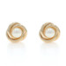 Yellow Gold Akoya Pearl Triple Circle Stud Earrings - 14k Pierced