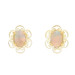 Yellow Gold Australian Opal Stud Earrings - 14k Oval Cab .90ctw Floral Pierced