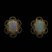 Yellow Gold Australian Opal Stud Earrings - 14k Oval Cab .90ctw Floral Pierced