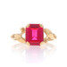 Yellow Gold Lab-Created Ruby Solitaire Ring - 10k Emerald 1.60ct