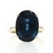 Yellow Gold London Blue Topaz Cocktail Solitaire Ring - 10k Oval 17.10ct