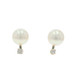Yellow Gold Pearl Diamond Stud Earrings - 14k Pierced