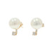 Yellow Gold Pearl Diamond Stud Earrings - 14k Pierced