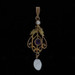 Yellow Gold Simulated Pearl Seed Pearl Amethyst Edwardian Lavaliere Pendant 10k