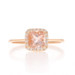 Rose Gold Morganite Diamond Halo Ring - 14k Cushion .87ctw