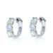 White Gold Diamond Three-Stone Hoop Earrings - 14k Round 1.51ctw Pierced