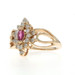 Yellow Gold Ruby Diamond Halo Ring - 14k Marquise .85ctw Floral