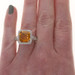 White Gold Citrine Diamond Halo Ring - 14k Asscher 7.25ctw