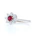 White Gold Lab-Created Ruby Cubic Zirconias Halo Ring - 14k Round .80ctw Floral
