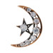 Rose Gold Glass Victorian Crescent Moon Star Brooch - 9k Old Mine Celestial Pin
