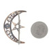 Rose Gold Glass Victorian Crescent Moon Star Brooch - 9k Old Mine Celestial Pin