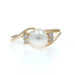 Yellow Gold Pearl Diamond Bypass Ring - 14k .10ctw