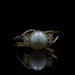 Yellow Gold Pearl Diamond Bypass Ring - 14k .10ctw