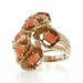 Yellow Gold Coral Vintage Cluster Cocktail Ring - 10k Oval Cabochon Floral